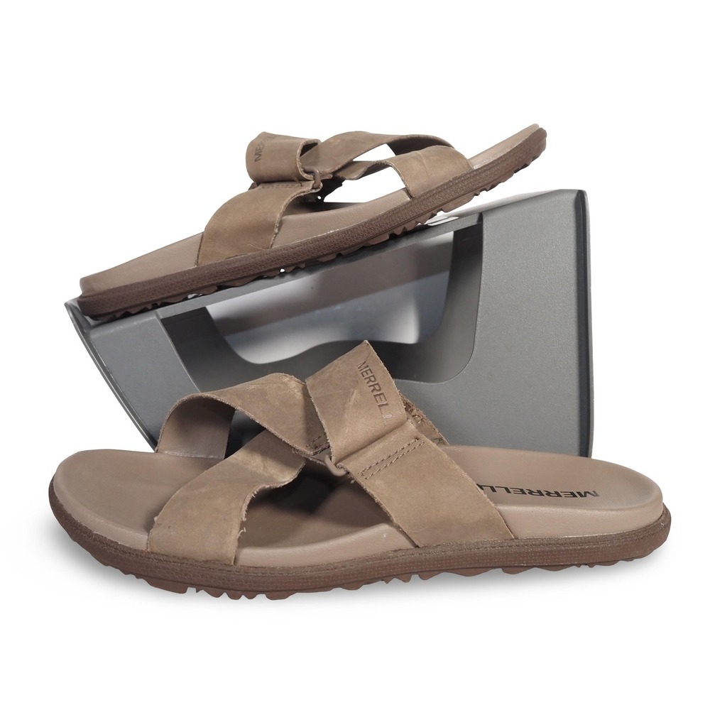 Merrell Around Town Sunvue Slide Sandals Stone Brown Women's 6 Leather J94152